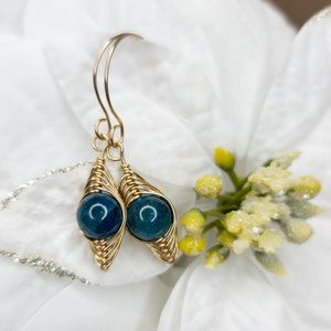 14K Gold Filled Herringbone Apatite Earrings